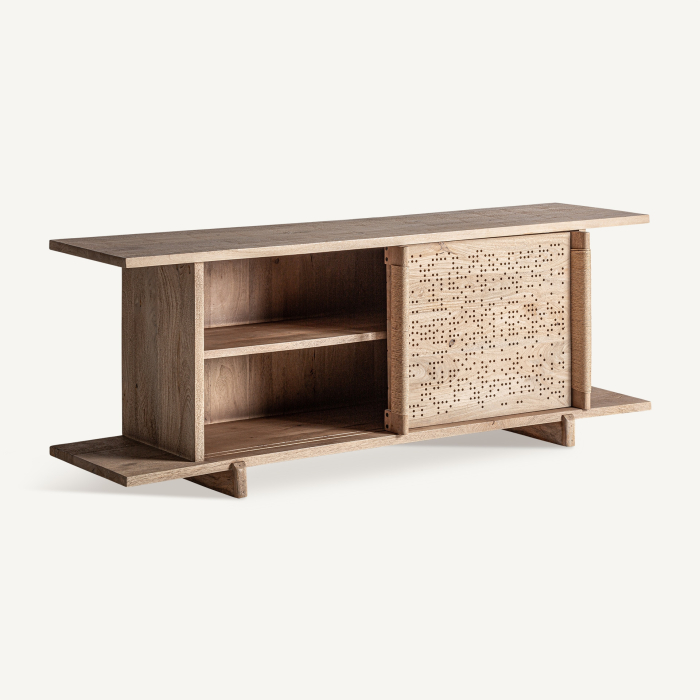 Comodă joasă din lemn de mango cu uși glisante Jacquard [4]