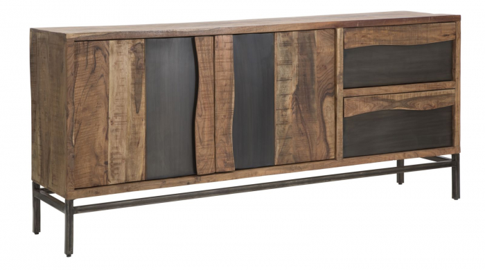 Comoda vintage industriala si doua noptiere lemn acacia|CreativDeco [1]