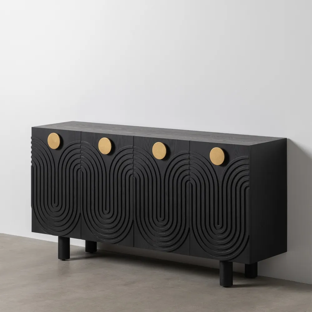 Comoda Living Black-Gold, Lemn Negru - creativdeco.ro [3]