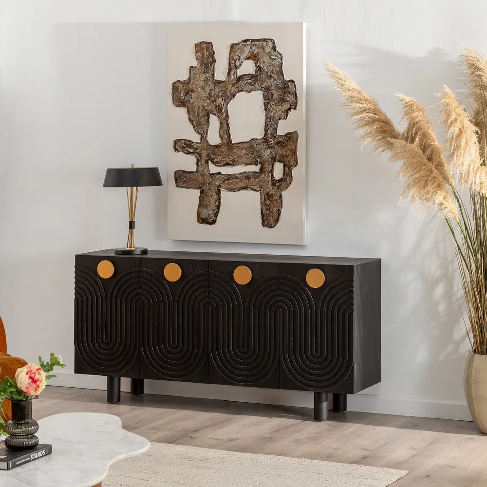 Comoda Living Black-Gold, Lemn Negru - creativdeco.ro [2]