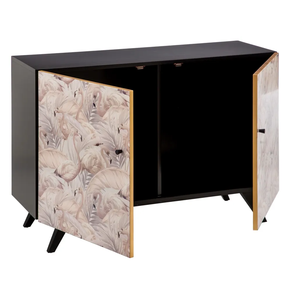 Comoda Living Flamingo, Lemn Brad, Negru Roz - creativdeco.ro [5]