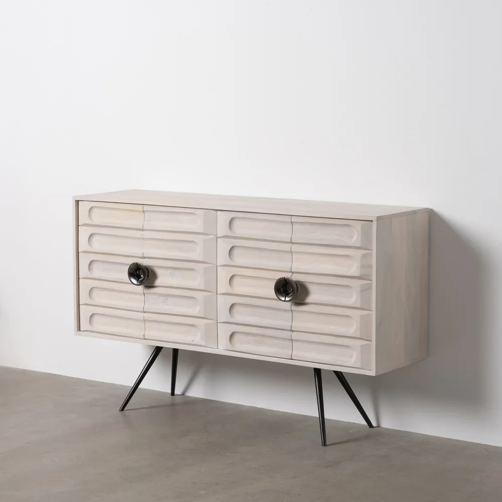 Comoda Living White, Lemn Mango Metal, Alb Negru - creativdeco.ro [2]