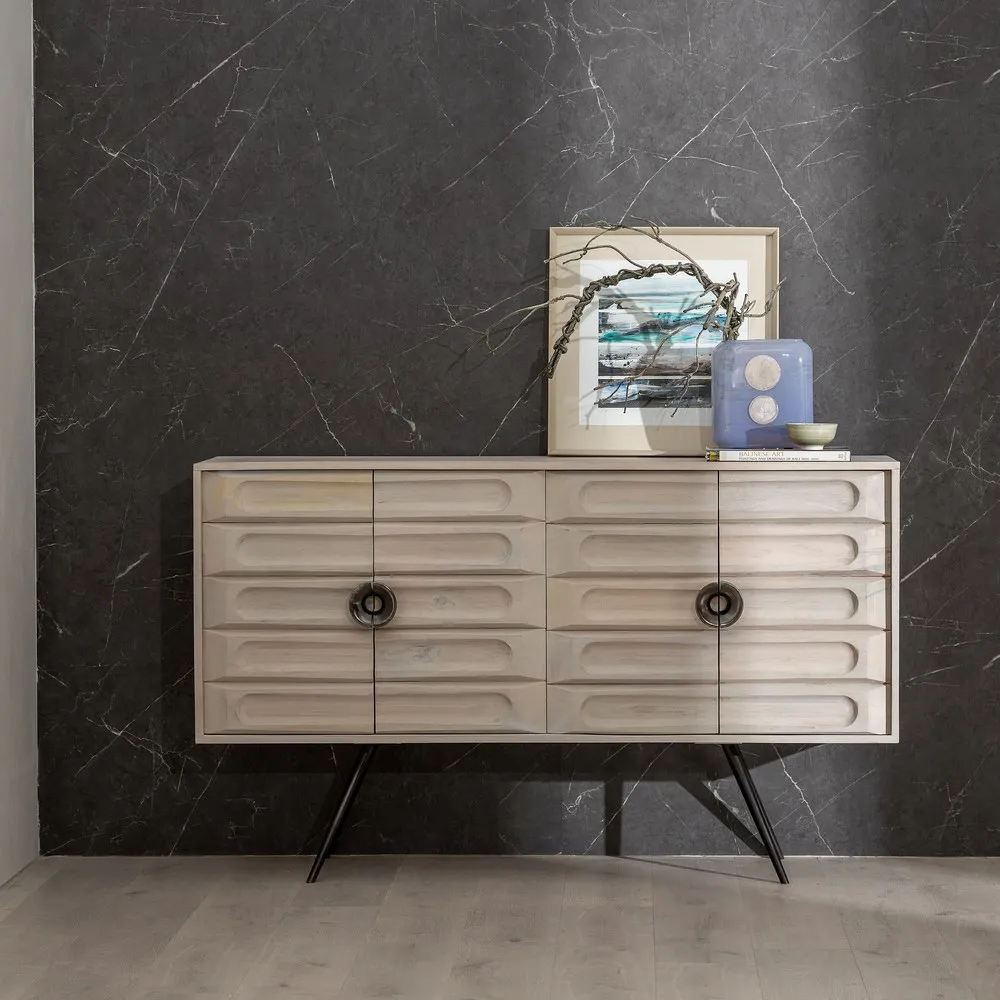 Comoda Living White, Lemn Mango Metal, Alb Negru - creativdeco.ro [3]