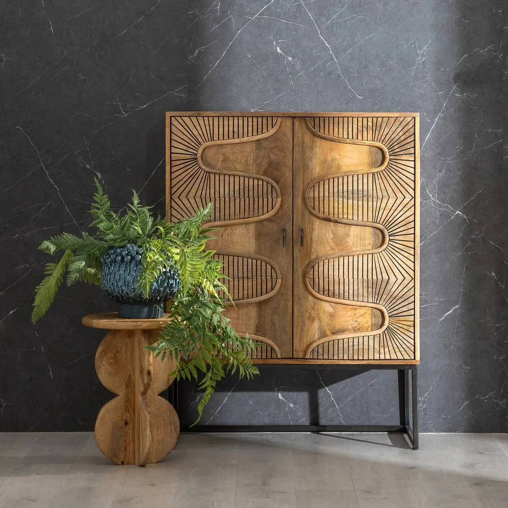 Comoda Modern Lemn Mango Metal, Natural Negru - de la creativdeco.ro [3]