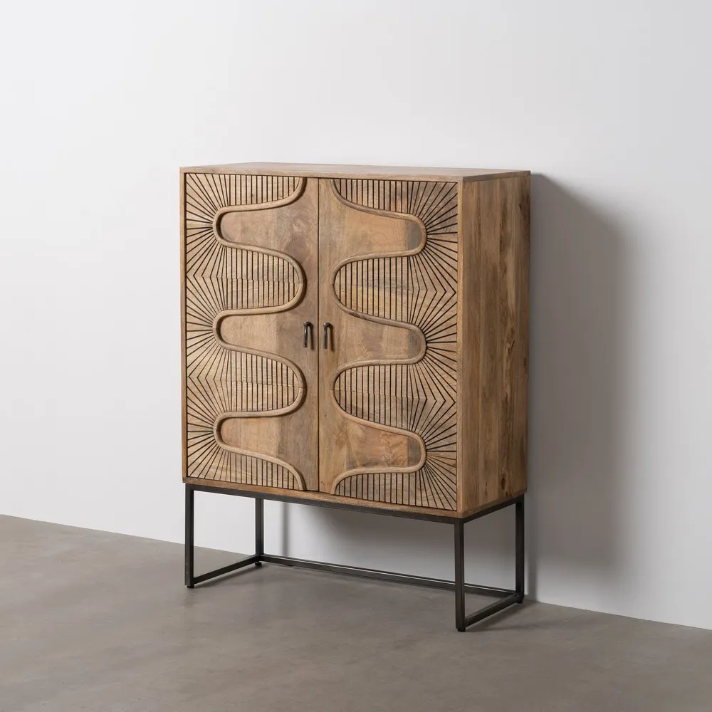 Comoda Modern Lemn Mango Metal, Natural Negru - de la creativdeco.ro [2]