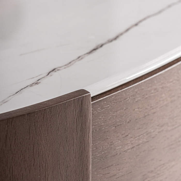 Comodă din lemn maro cu blat din piatră sinterizată albă [7]