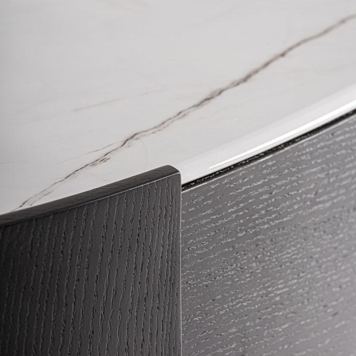 Comodă din lemn negru cu blat din piatră sinterizată albă [6]