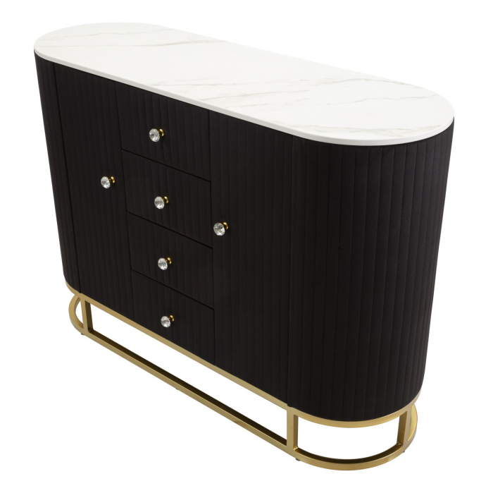 Comoda Montpellier, negru/auriu, lemn/metal/catifea [3]