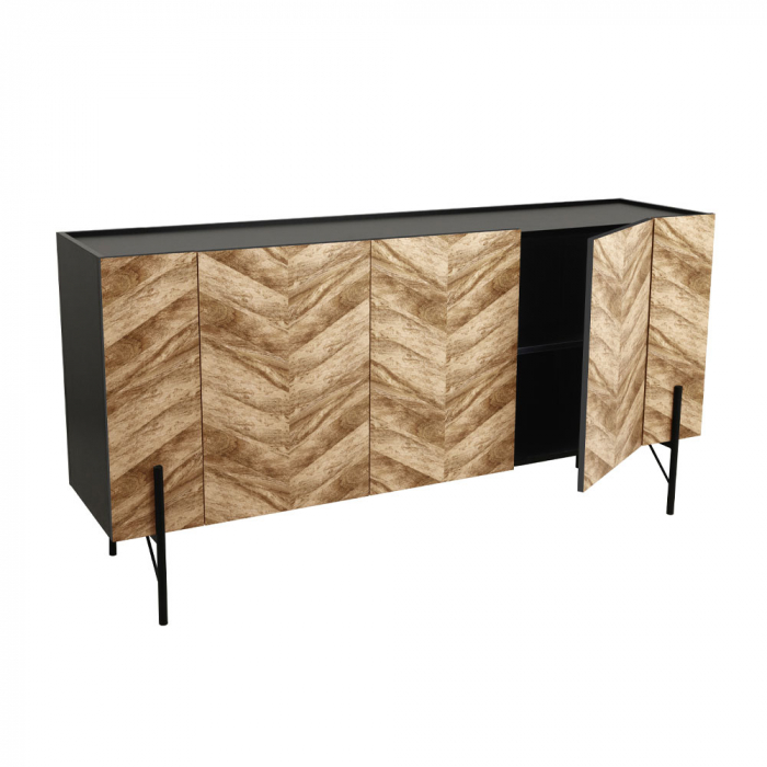 Comodă neagră fronturi decorative Parke [4]