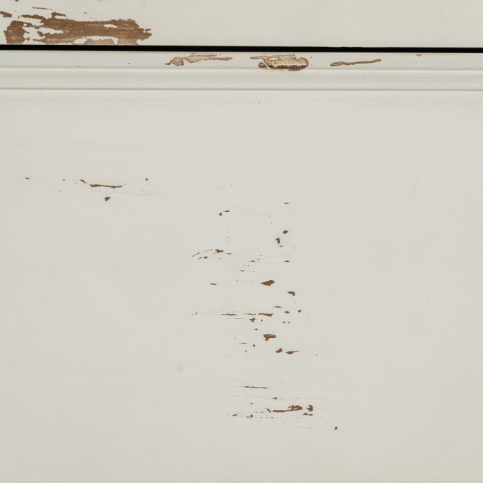 Comodă shabby chic din lemn alb uzat cu 3 sertare [9]