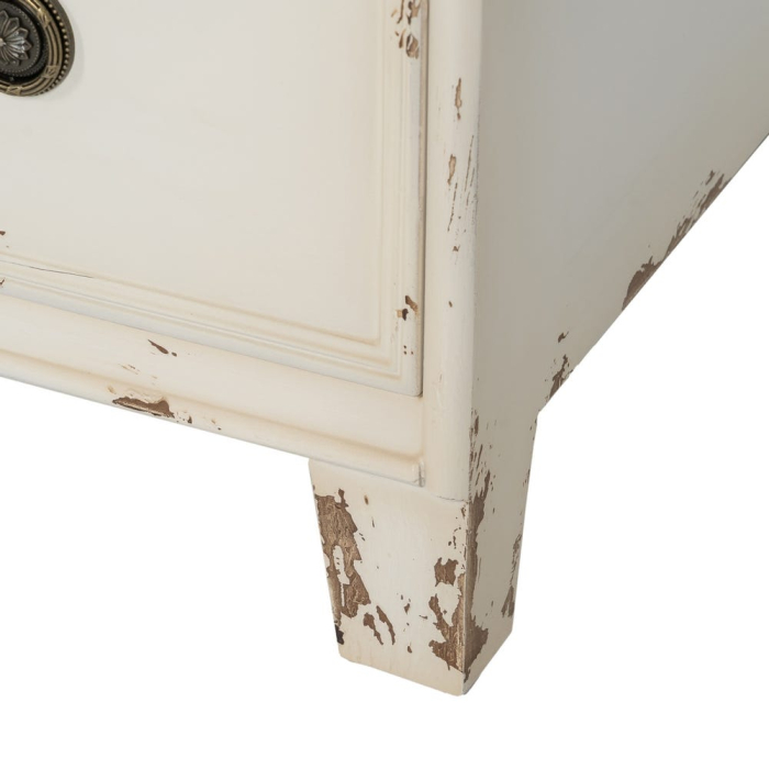 Comodă shabby chic din lemn alb uzat cu 3 sertare [12]