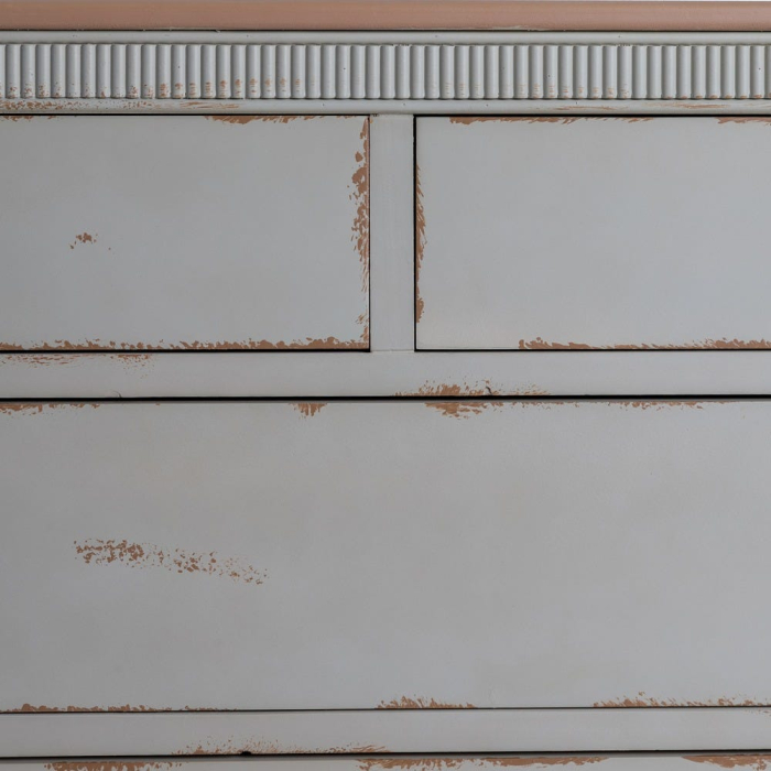 Comodă shabby chic crem cu blat natur și 4 sertare [7]