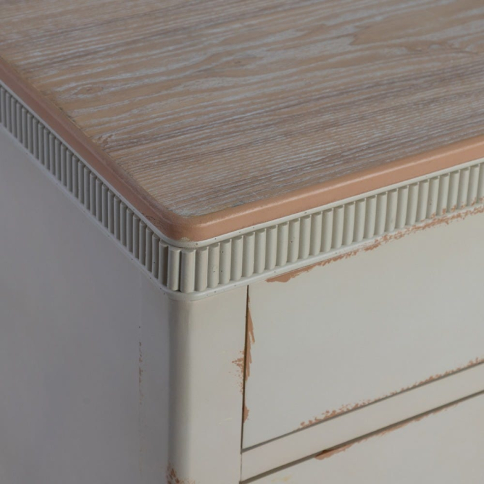 Comodă shabby chic crem cu blat natur și 4 sertare [3]
