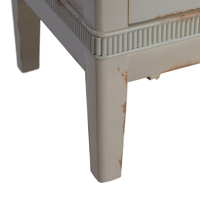 Comodă shabby chic crem cu blat natur și 4 sertare [4]