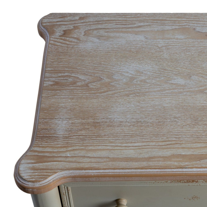 Comodă shabby chic crem mică cu blat natur și 2 sertare [7]