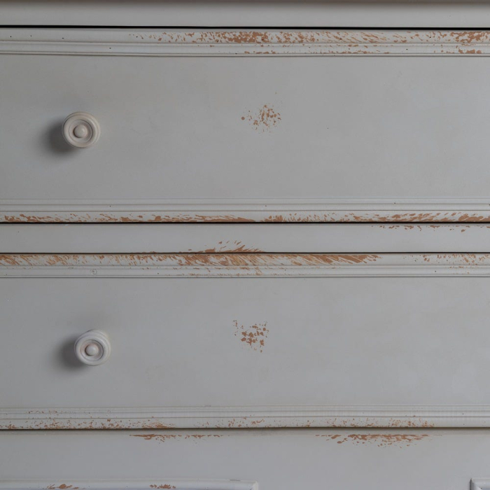 Comodă shabby chic crem mică cu blat natur și 2 sertare [6]