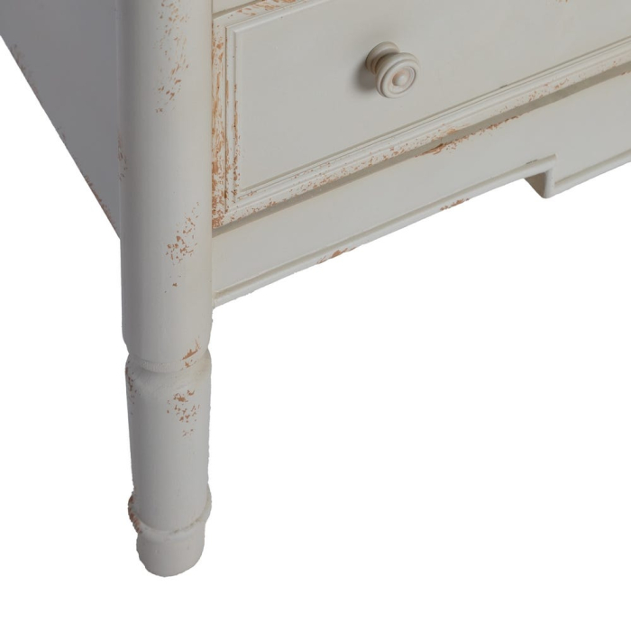 Comodă shabby chic crem mică cu blat natur și 2 sertare [4]