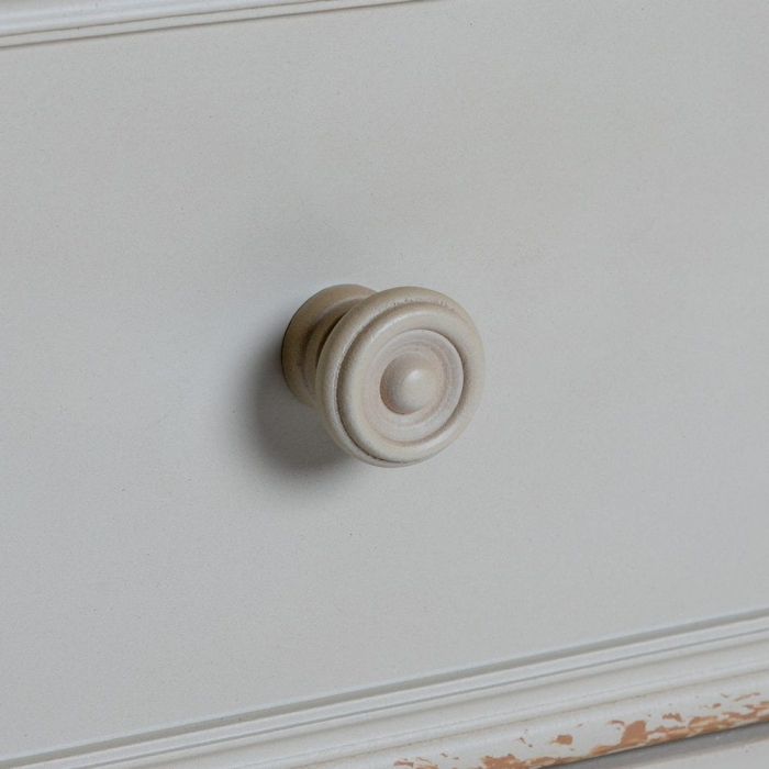 Comodă shabby chic crem mică cu blat natur și 2 sertare [5]