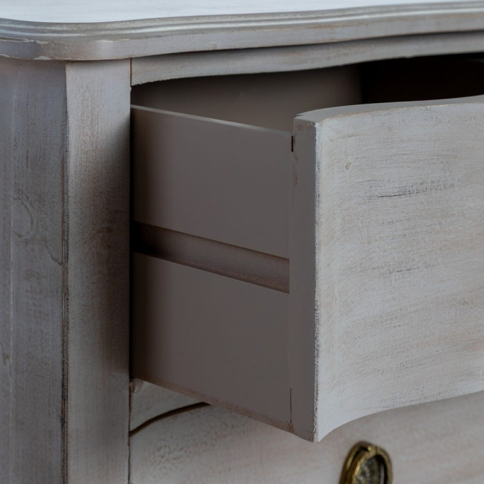 Comodă shabby chic maro deschis 4 sertare cu picioare elegante [5]