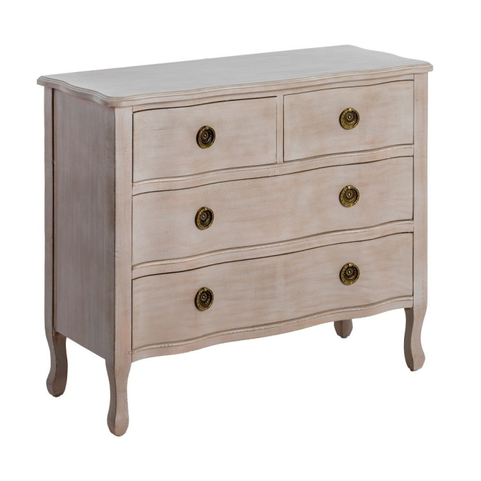 Comodă shabby chic maro deschis 4 sertare cu picioare elegante [2]