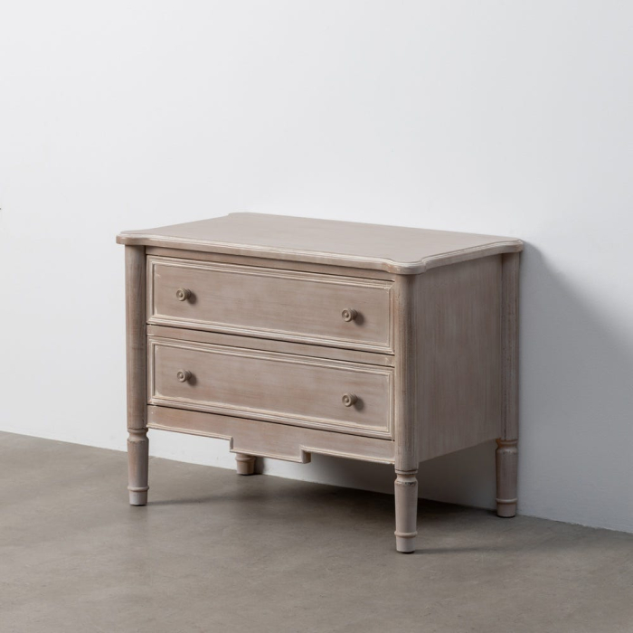 Comodă shabby chic maro deschis 2 sertare cu picioare sculptate [7]