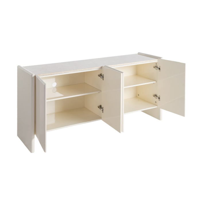 Comoda tip bufet arhitecturala din MDF lacuit crem cu blat din marmura [4]