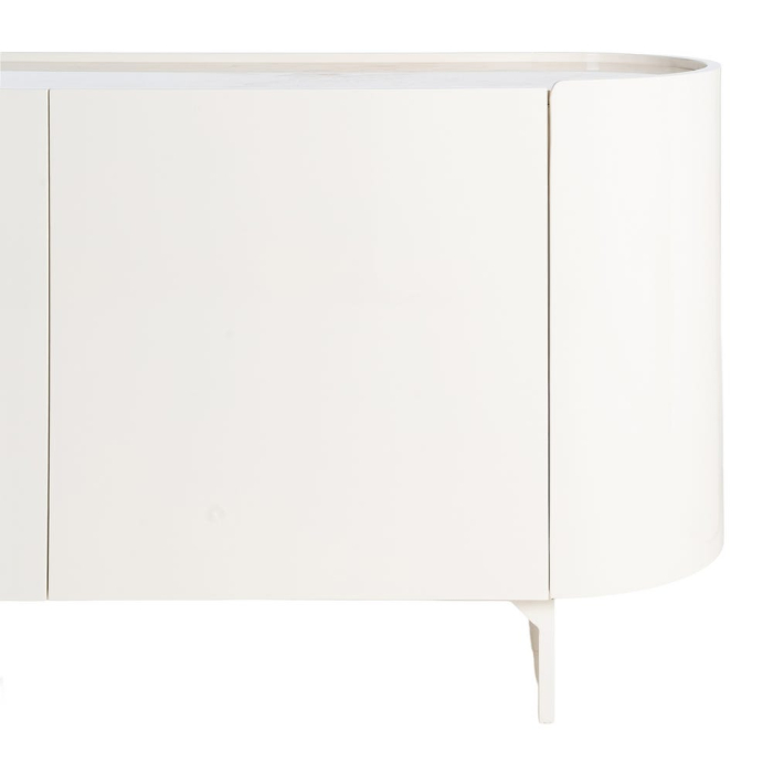 Comoda tip bufet din MDF lacuit crem cu blat din marmura design sculptural [11]