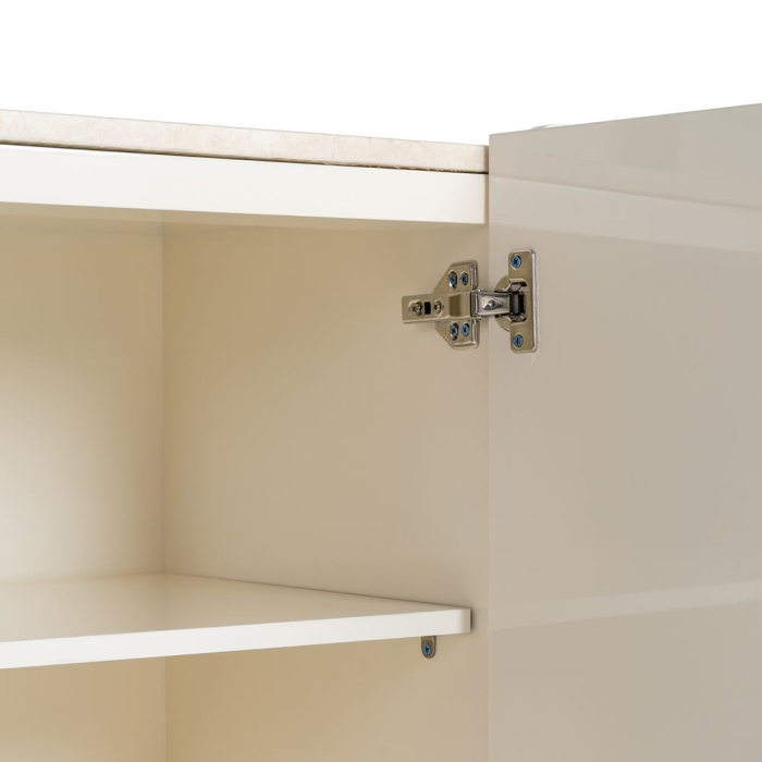 Comoda tip bufet din MDF lacuit crem cu blat din marmura design sculptural [10]