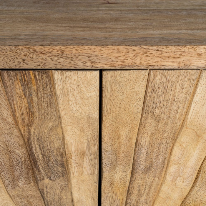 Comoda cabinet din lemn de mango cu front sculptat radial [9]