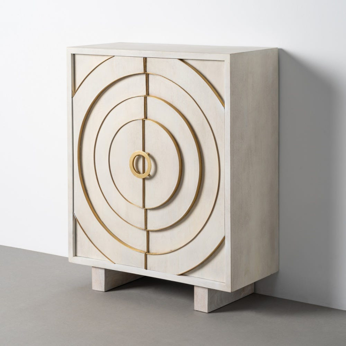 Comoda cabinet din lemn de mango cu fronturi decorative circulare [2]