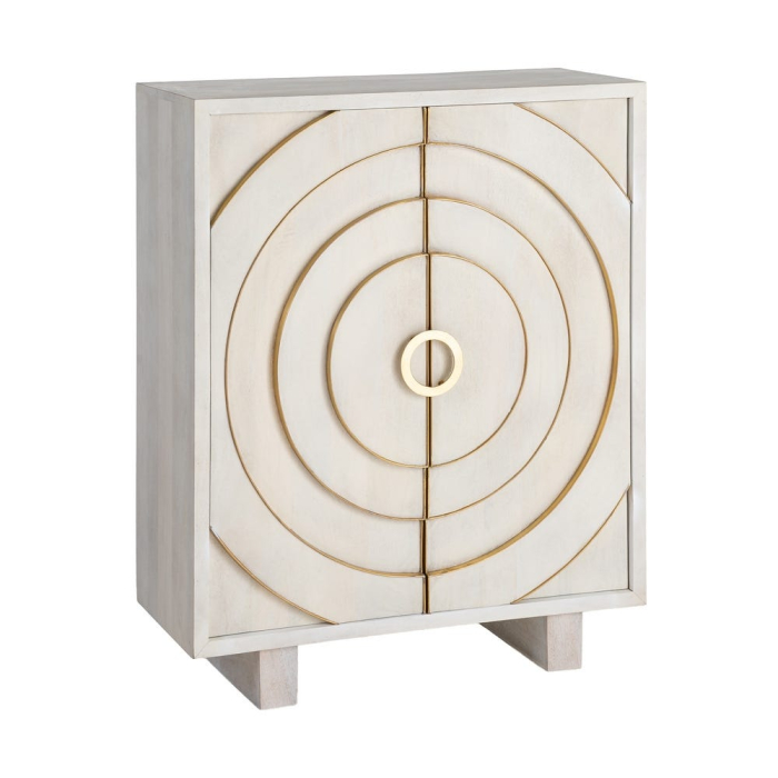 Comoda cabinet din lemn de mango cu fronturi decorative circulare [3]