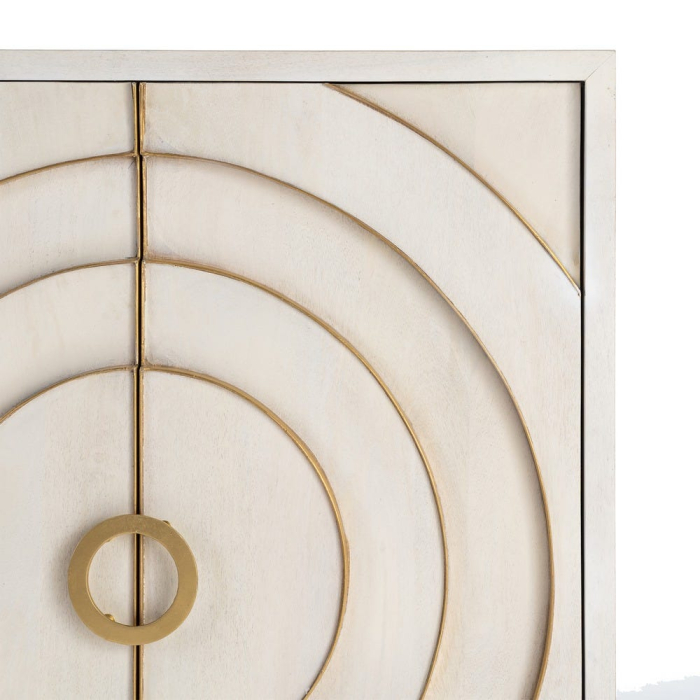 Comoda cabinet din lemn de mango cu fronturi decorative circulare [10]