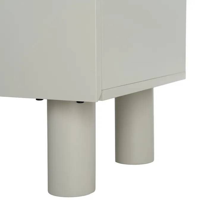 Comodă TV alb natural MDF picioare stejar [3]