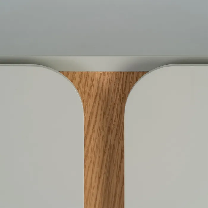 Comodă TV alb natural MDF picioare stejar [6]