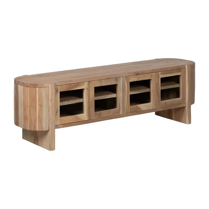 Comoda TV lemn acacia sticla|Mobilier TV modern [2]