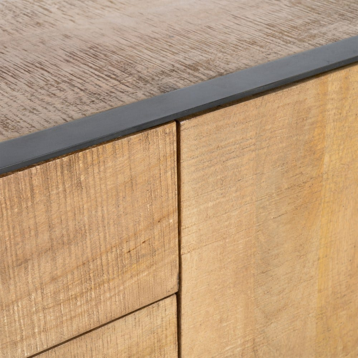 Comodă TV din lemn de mango cu fronturi plane și bază metalică [7]