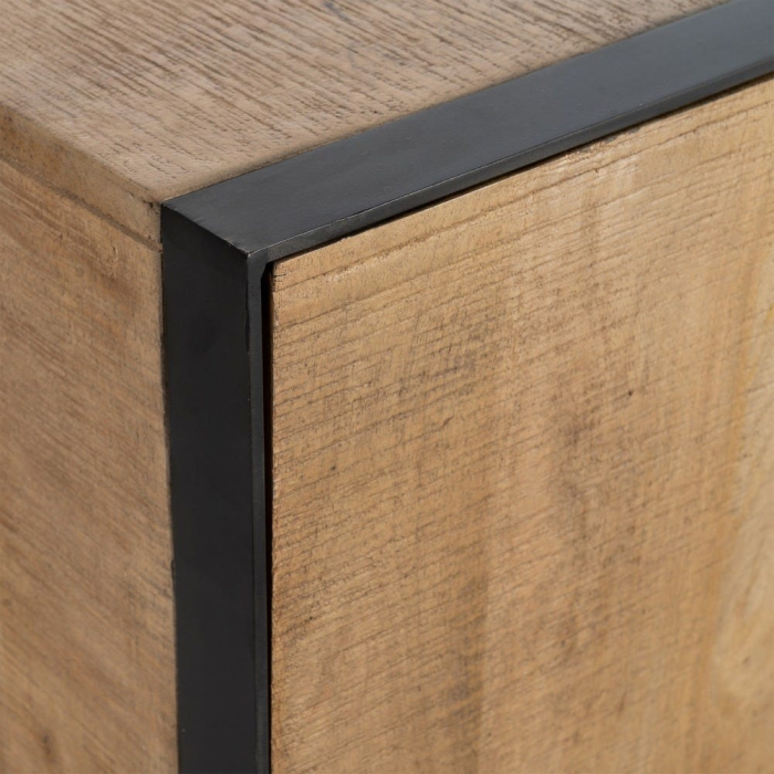 Comodă TV din lemn de mango cu fronturi plane și bază metalică [8]