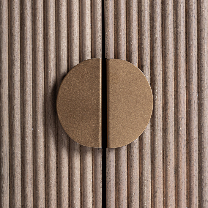 Comodă TV din lemn de mango cu blat din marmura si fronturi riflate [4]