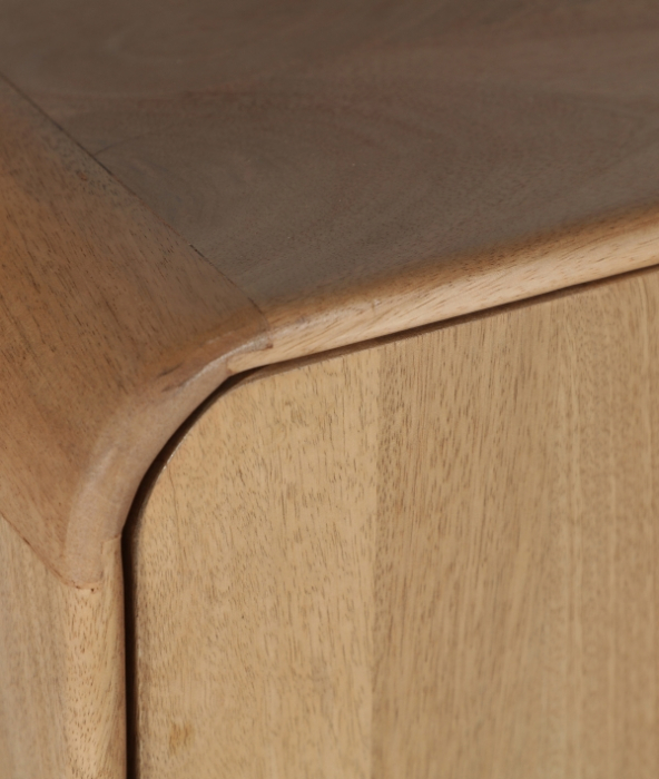 Comodă TV din lemn de mango maro deschis – comodă media cu 4 uși și compartimente încăpătoare [5]