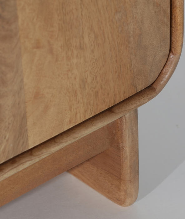 Comodă TV din lemn de mango maro deschis – comodă media cu 4 uși și compartimente încăpătoare [7]