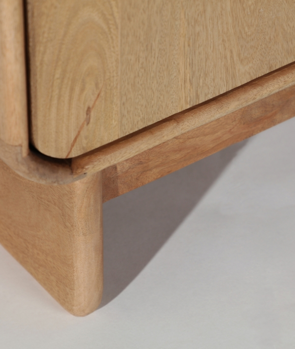 Comodă TV din lemn de mango maro deschis – comodă media cu 4 uși și compartimente încăpătoare [4]