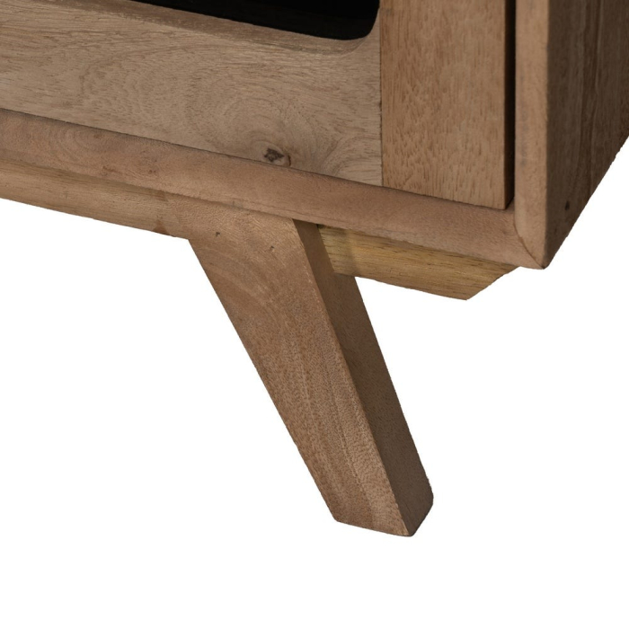 Comoda TV din lemn de mango natural cu fronturi din sticlă – nișă centrală și sertar [11]