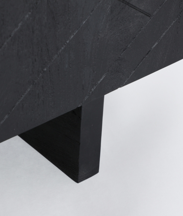 Comodă TV din lemn de mango negru cu 4 uși și fronturi geometrice [6]