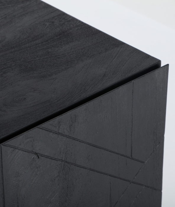 Comodă TV din lemn de mango negru cu 4 uși și fronturi geometrice [3]