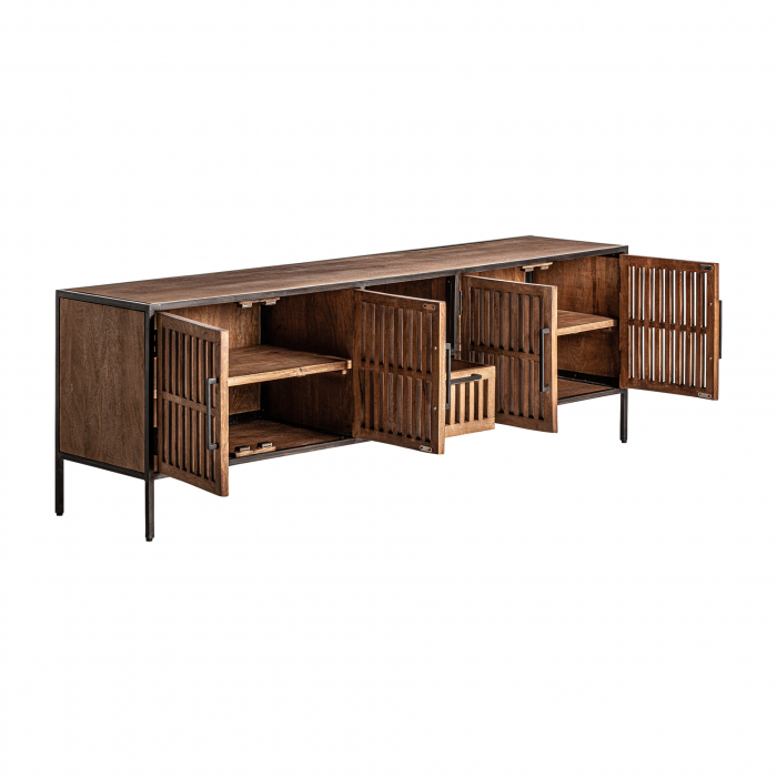 Comoda TV industriala mango negru natural|Comode TV robuste [3]