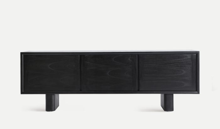 Comodă TV lemn mindi negru DEMMIN – titlu imagine principală [2]