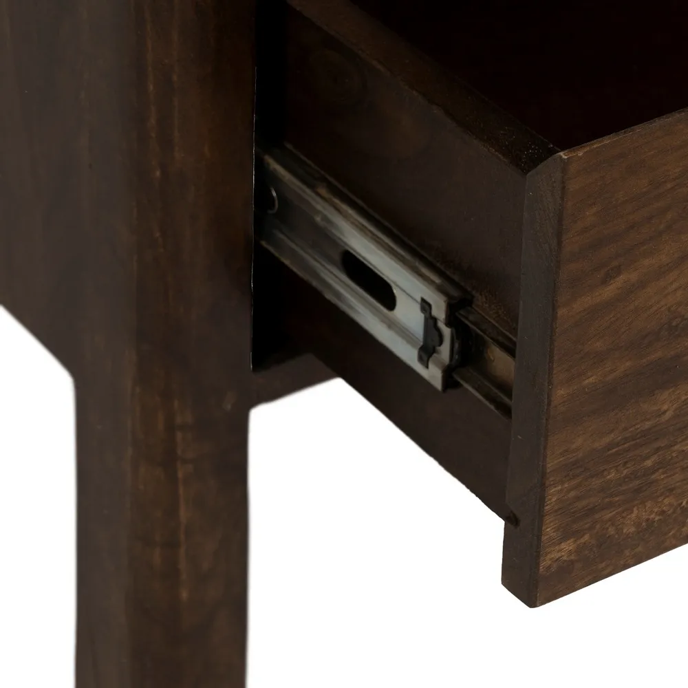 comoda tv din lemn mango maro doua sertare si raft deschis design simplu [8]