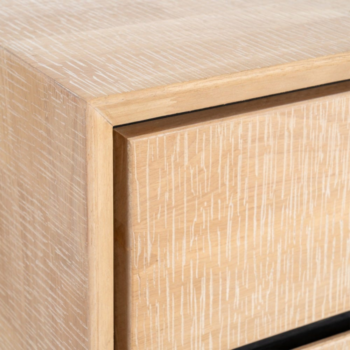 Comodă TV din lemn natur cu accente negre și picioare metalice – imagine principală [6]