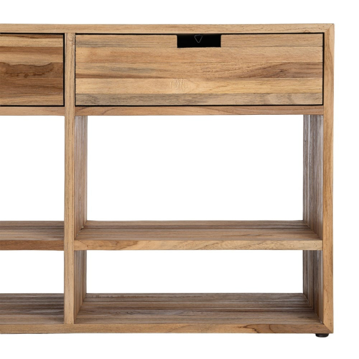 Comodă TV din lemn reciclat de tec maro cu 3 sertare si 6 compartimente 140x30x55 cm [9]