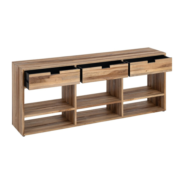 Comodă TV din lemn reciclat de tec maro cu 3 sertare si 6 compartimente 140x30x55 cm [4]